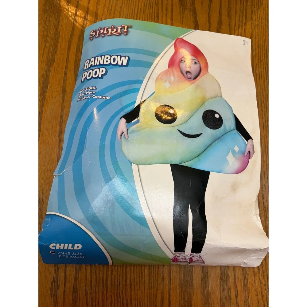 Spirit Halloween Rainbow Poop Costume Kids One Size Pullover Emoji Outfit